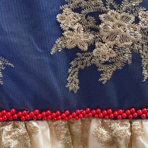 Charming Blue and Gold Embroidered Dress - Picture 5 of 5